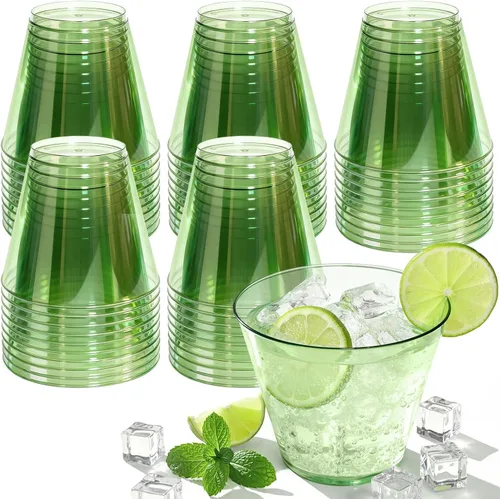 Vista 16 de Glowserve Paquete de 50 vasos de plástico transparente de 9 onzas, vasos de plástico azul transparente para cóctel, vasos desechables para fiestas