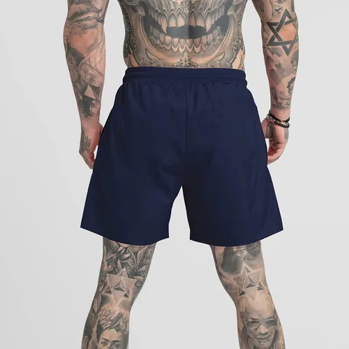 Vista 3 de Pantalones cortos holgados para hombre, de verano, casual, cintura elástica, pantalones cortos de viaje con cordón de pierna recta, pantalones
