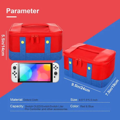 Vista 7 de Cute Switch Carry Case for Nintendo SwitchLiteOLED, Portable Soft Shell Waterproof Protective Storage Travel Carrying Case Messenger Bag Oxford for