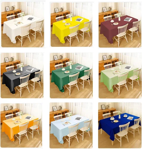 Vista 4 de Mantel de plástico crema, paquete de 2 manteles desechables color blanco hueso, mantel de 54 x 108 pulgadas para mesa rectangular, manteles