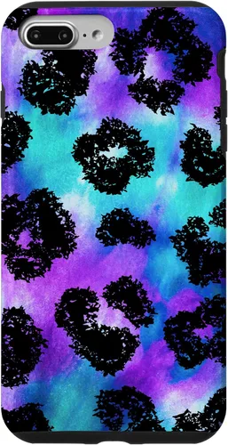 Vista 12 de iPhone 16 Purple Turquoise Black Leopard Tie Dye Print Cheetah Pattern Case