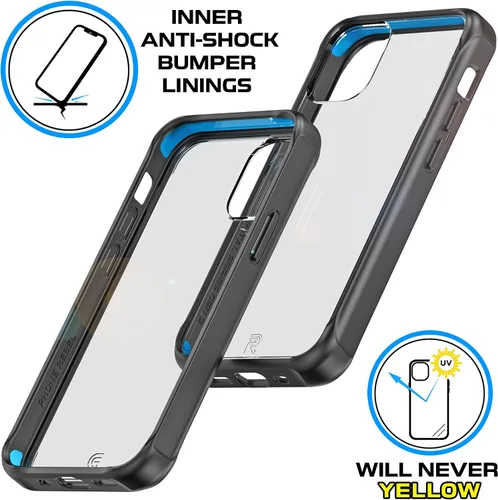 Vista 4 de REBEL Funda transparente para iPhone 12 Mini [Crystal Series Gen-2] sin amarillamiento, doble arañazos, protección a prueba de golpes, agarre