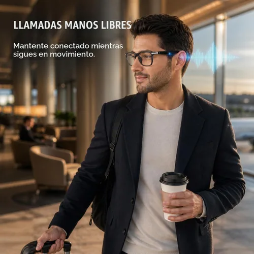 Vista 4 de Gafas inteligentes AI con audio de oído abierto, Bluetooth 5.6 y lentes
