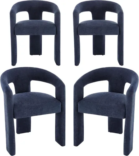 Vista 17 de Modern Boucle - Juego de 2 sillas de comedor tapizadas con diseño de barril con brazo, cómodas sillas laterales para cocina, comedor, recepción