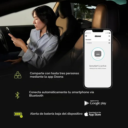 Vista 5 de Doona SensAlert - Alerta de asiento de coche para niños, compatible con asiento de automóvil y cochecito Doona