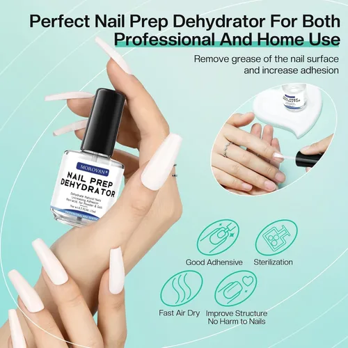 Vista 3 de Morovan - Deshidratador profesional para uñas sin ácido para esmalte de uñas de gel UV, uñas acrílicas, imprimación natural de uñas de secado