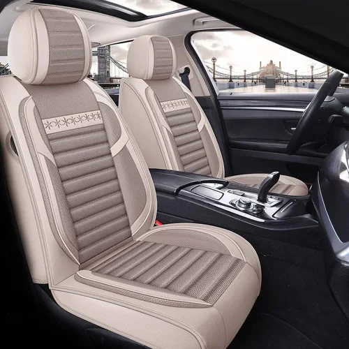 Vista 4 de Funda de asiento de automóvil compatible con Audi A1 Sportback 2010-2015, cobertura completa, transpirable e impermeable, cojín de asiento de Beige