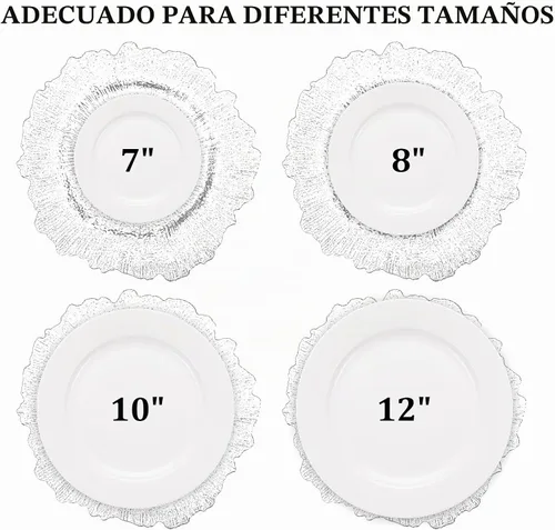 Vista 4 de MAONAME Platos cargadores blancos de 13", Platos base redondos de arrecife para platos de cena, Platos cargadores de plástico para decoración