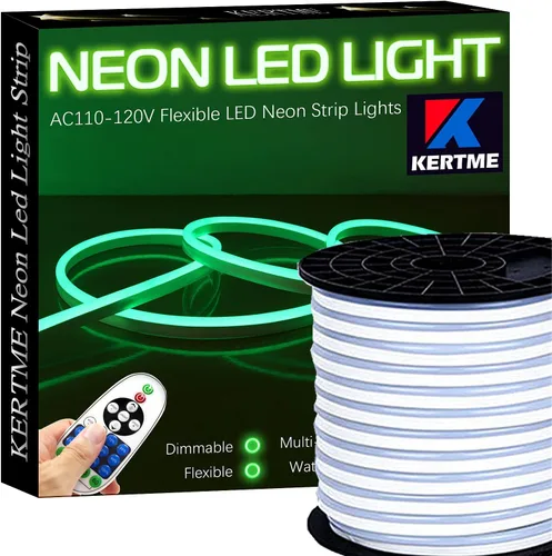 Vista 11 de Tira de luces LED de neón tipo AC 110-120V, tira de luz de neón LED flexible/impermeable/regulable/multimodos + control remoto de 23 teclas