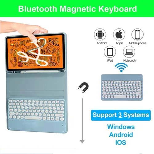 Vista 4 de Funda para teclado para Samsung Galaxy Tab S6 Lite de 10.4 pulgadas 2024 2022/2020 SM-P610/P613/P615/P619, funda para teclado Bluetooth inalámbrico
