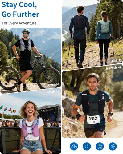 Vista 7 de ECOHUB Mochila de hidratación para correr, mochila ligera de hidratación para senderismo, ciclismo, maratón, mochila para mujeres y hombres