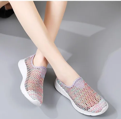 Vista 6 de Zapatos de malla para caminar para mujer, transpirables, sin cordones, ligeros, de moda, para ocio, tenis de secado rápido