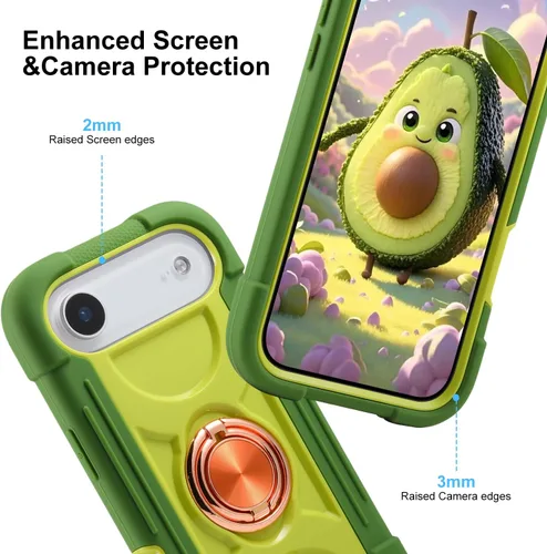 Vista 4 de MARKILL Funda compatible con iPhone Air de 6.5 pulgadas 2025 con soporte de anillo giratorio de 360 grados, protección contra caídas de grado