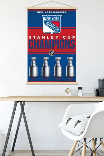 Vista 5 de Trends International NHL New York Rangers - Póster de pared con marco magnético de Champions 23