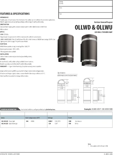 Vista 4 de Lithonia - Luz cilíndrica de pared para exteriores, luz LED Downlight