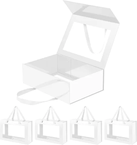 Vista 58 de Caja de regalo negra con ventana, caja de regalo magnética transparente para regalo, caja de propuesta de padrino de boda (10.5 x 7.5 x 3 pulgadas)