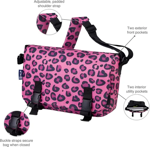 Vista 5 de Wildkin Jumpstart Bolso de mensajero, Leopardo rosa, talla única , Pink Leopard