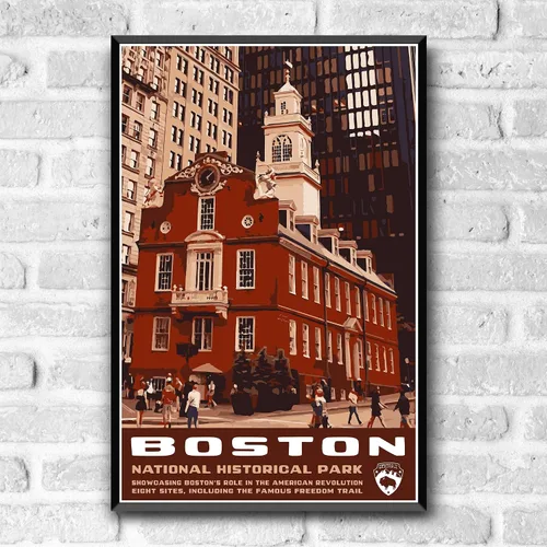 Vista 2 de GO SEE DESIGN Boston National Historical Park - Póster de viaje estilo vintage, 8 x 10, 12 x 18, 18 x 24, 24 x 36 pulgadas, 4 x 6 pulgadas