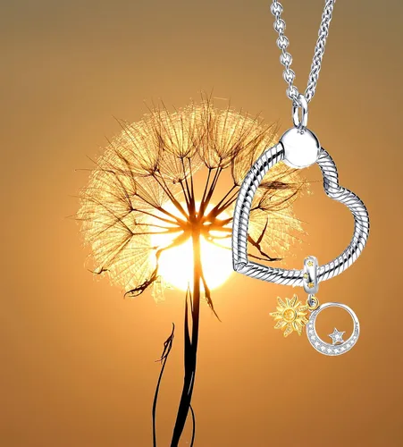 Vista 3 de Amuleto celestial de oro con forma de estrella y luna para pulsera Pandora, Metal, Base