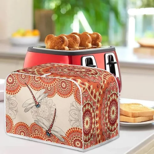 Vista 4 de doginthehole Cubierta para tostadora de libélula para cocina, fundas de electrodomésticos pequeños, estilo bohemio, para microondas, tostadora