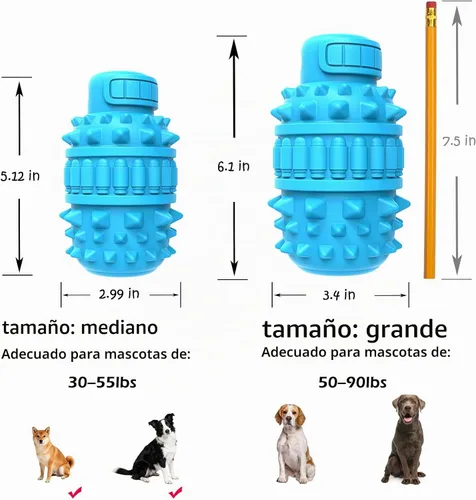 Vista 2 de PIFFZEDO Juguetes para perros para masticadores agresivos, juguete interactivo de goma natural con sonido y masticable para razas medianas solamente