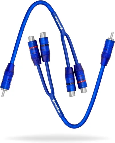 Vista 7 de InstallGear Paquete de 2, Adaptador Divisor RCA Blindado en Y de 1 pie – 1 Hembra a 2 Cables RCA Macho, Cable de Cobre Sin Oxígeno Duradero