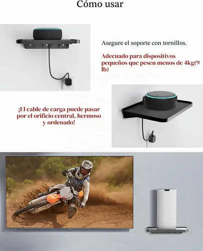 Vista 5 de Estante universal de montaje en pared para enrutador WiFi Google, color negro