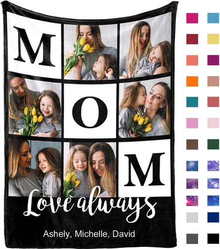 Vista 23 de Yofair envía al día siguiente, manta personalizada con foto, regalos personalizados para mamá, papá, manta con foto personalizada, regalos