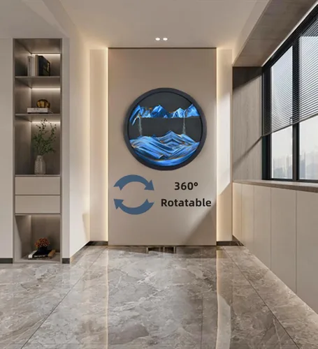 Vista 4 de Oneshow Cuadro artístico de arena en movimiento de 17.3 pulgadas para colgar en la pared, arte de arena 3D, movimiento líquido, rotación de 360°