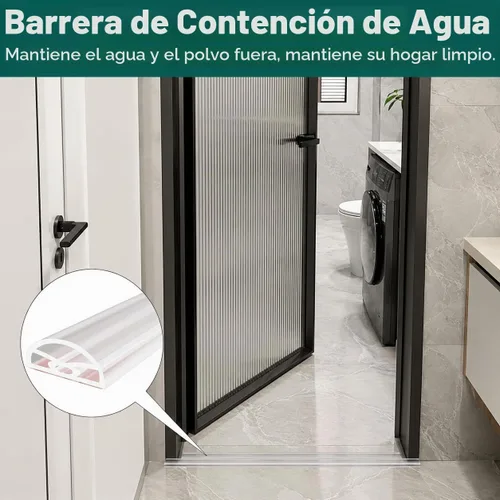 Vista 9 de Presa de agua del umbral de la ducha de 39 pulgadas, protector flexible del salpicaduras de la ducha del silicón Transparente