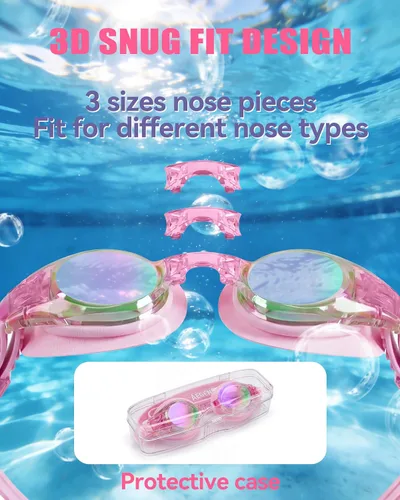 Vista 3 de Aegend - Paquete de 2 gafas para niños, gafas de natación para niños de 4 a 16 años, niños y niñas jóvenes, gafas de piscina antivaho, impermeables