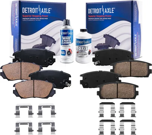 Vista 25 de Detroit Axle - Pastillas de freno de cerámica delanteras Reemplazo de pinza de freno derecha para Dodge Ram 1500 Dakota, Ram 1500 Classic - Juego