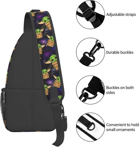 Vista 4 de Bolso bandolera para hombres y mujeres, mochila cruzada de dibujos animados de anime con llavero multiusos bolsa cruzada en el pecho