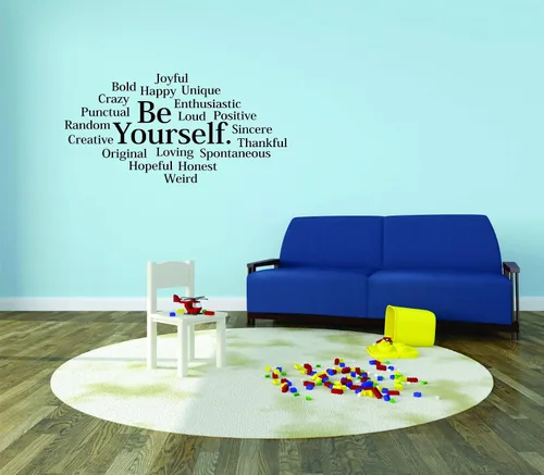 Vista 5 de Adhesivo adhesivo de pared para despegar y pegar: Be Yourself Inspirador Vida Cita Diseño Decoración Dormitorio Baño Sala de estar Cuadro Arte