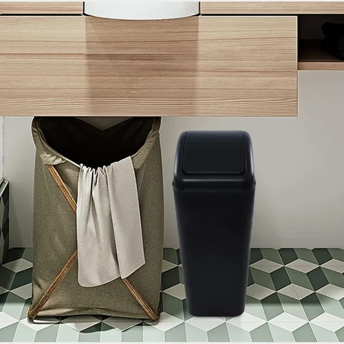 Vista 8 de Cubo de basura negro de 14 litros/3.5 galones, cubo de basura delgado para espacios estrechos, F