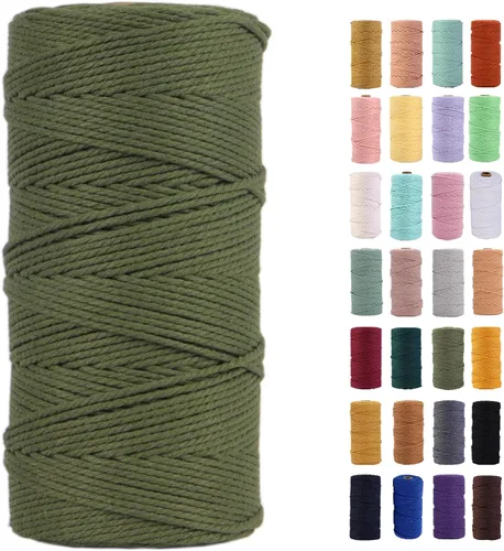 Vista 27 de Cuerda de macramé azul aire de 0.079 in x 220 yardas, cuerda de algodón colorido de algodón suave para colgar en la pared, colgadores de plantas