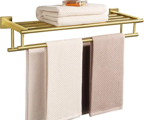 Vista 11 de Alise Toallero, Estante de Toallas con Barras Dobles para Lavabo de Baño, SUS 304 Acero Inoxidable de Montaje en Pared, 40.6 cm Níquel Cepillado