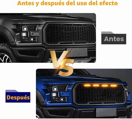 Vista 4 de Dickno 3 piezas de luces de rejilla de coche, brillantes luces LED de rejilla ámbar con arnés de cableado, lámparas impermeables de moldura