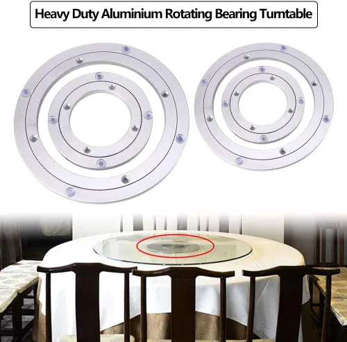 Vista 4 de Lazy Susan - Plataforma giratoria redonda de aleación de aluminio suave y resistente, base de soporte con ventosa de silicona para mesa de comedor