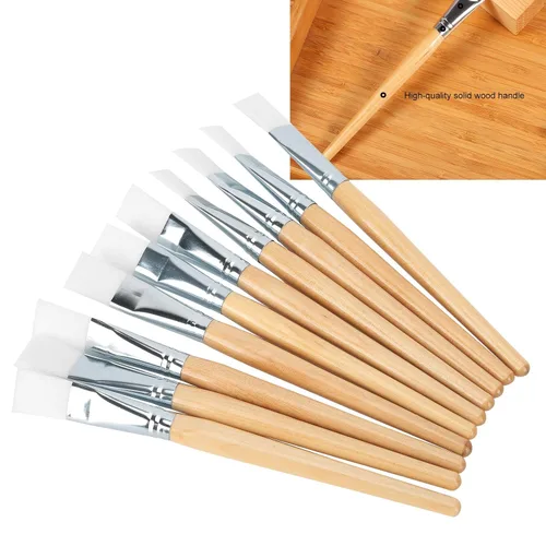 Vista 5 de 10 cepillos de máscara facial, aplicador de lodo de pelo suave, herramienta de cuidado de la piel DIY con mango de madera