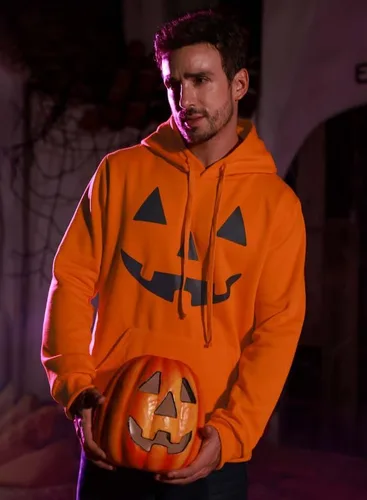 Vista 8 de Arvilhill Sudadera con capucha divertida de calabaza para hombre con disfraz de Halloween