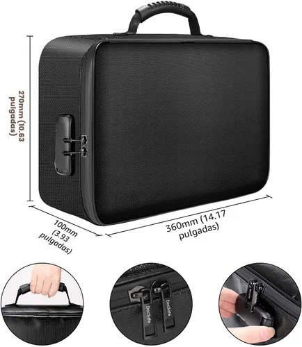Vista 4 de DocSafe - Bolsa de documentos con cerradura, funda de almacenamiento de archivos de 3 capas ignífuga con cierre resistente al agua, bolsa