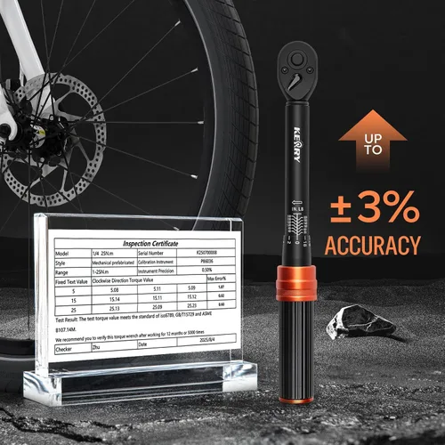 Vista 6 de Llave dinamométrica de clic de 1/4 pulgada Kerry, 20-240 pulgadas-libras/2.3-27.1 Nm, ±3% de alta precisión, escalas de doble rango, claramente