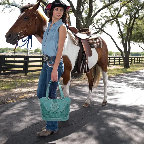 Vista 2 de Montana West Bolso de mano occidental para mujer, bolsa de transporte oculta con funda desmontable