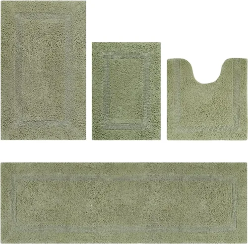 Vista 67 de Better Trends Juego de 4 alfombras de baño de lujo, 100% algodón, suaves, absorbentes de agua, reversibles, lavables a máquina, para decoración
