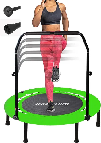 Vista 9 de Kanchimi - Mini trampolín plegable de 40"/48" para fitness, cama elástica para ejercicio en interiores con mango, carga máxima de 330 libras
