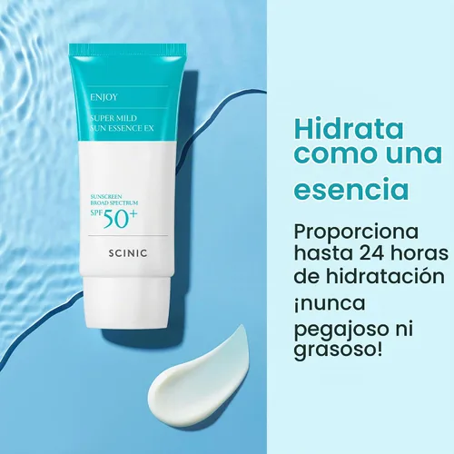 Vista 4 de SCINIC Enjoy Super Mild Sun Essence EX 1.69 fl oz (1.7 fl oz) SPF 50+ Protector solar ligero, de rápida absorción e hidratación, cuidado