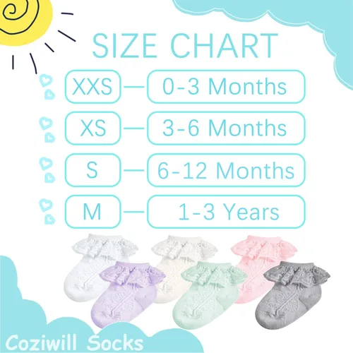 Vista 7 de Calcetines de encaje para bebé niña recién nacida, calcetines con volantes lindos vestidos de princesa para bebés 0-33-66-1212-24 meses, paquete