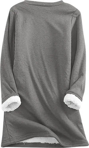 Vista 4 de Womens Christmas Sweater Round Neck Long Sleeve T Shirt Letter Print Warm Sherpa Sweatshirt Comfy Dressy Outfit