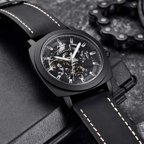 Vista 7 de BENYAR Mens Automatic Mechanical Watch Skeleton Dress Watch for Men Negro